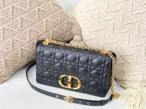 Medium Dior Caro Bag Black Supple Cannage Calfskin - DHB28