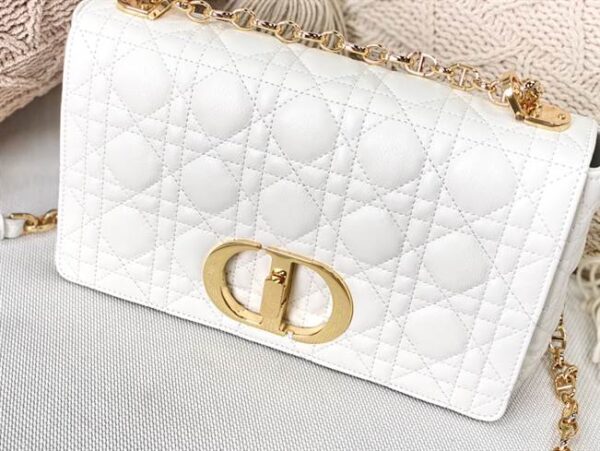 Medium Dior Caro Bag Ivory Supple Cannage Calfskin - DHB26