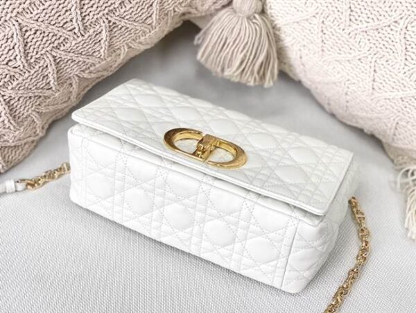 Medium Dior Caro Bag Ivory Supple Cannage Calfskin - DHB26