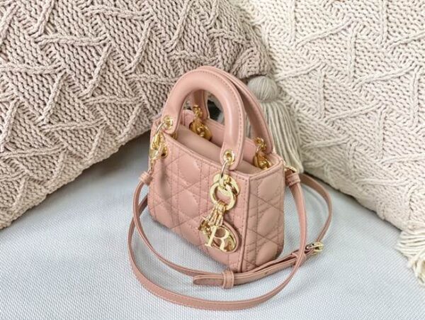 Micro Lady Dior Bag Rose Des Vents Cannage Lambskin - DHB31