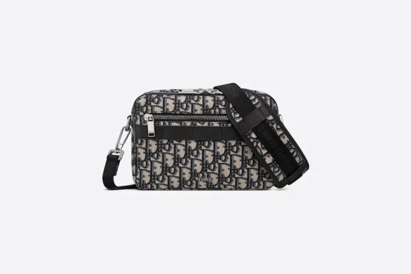 Safari Messenger Bag Beige and Black Dior Oblique Jacquard