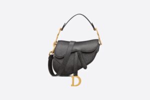 MINI SADDLE BAG WITH STRAP Black Grained Calfskin - DHB01