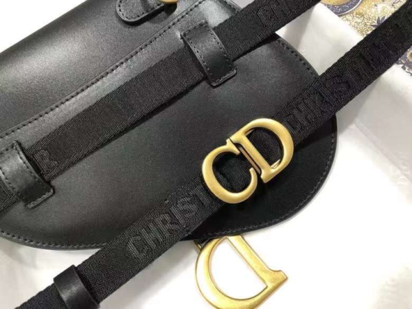 MINI SADDLE BAG WITH STRAP Black Grained Calfskin - DHB01